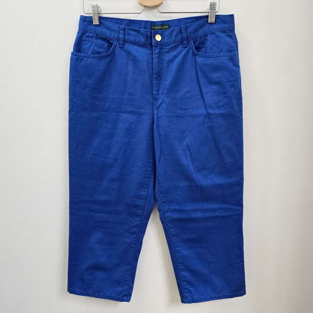 Lauren Ralph Lauren Blue Cotton Cropped Capri Pants‎ Straight Leg Womens 10